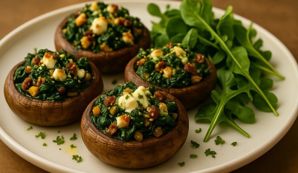 Spinach and Feta Stuffed Portobello Mushrooms Recipe